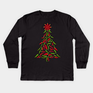 Red and Green Chile Pepper Tree Kids Long Sleeve T-Shirt